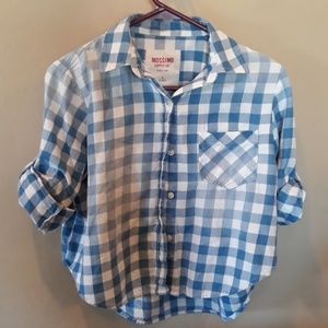Mossimo Blue Gingham High Low Top